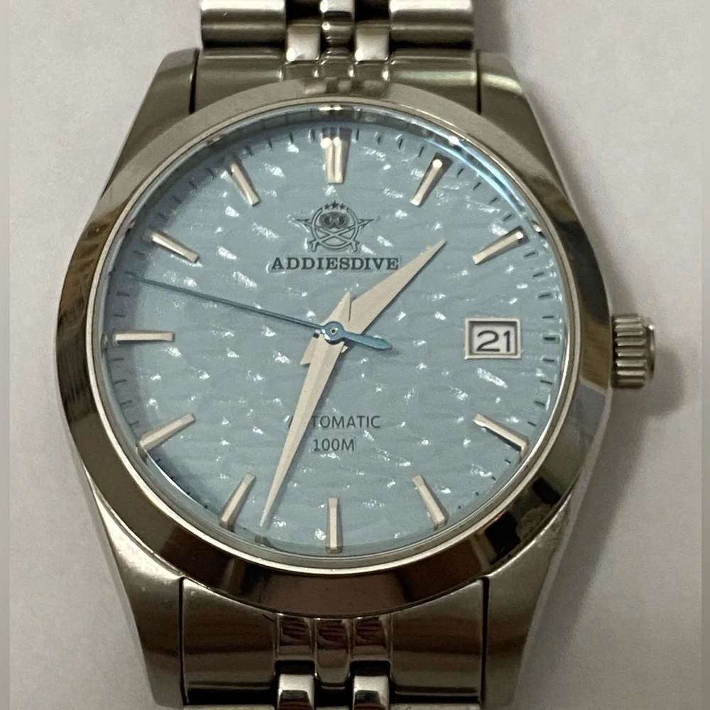 ADDIESDIVE AD2118 Men's Watch Automatic Mechanical Seiko NH35 Baby Blue Dial